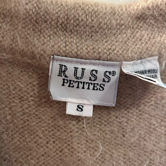 RUSS PETITES khaki button up vest vintage mohair wool blend size small - Picture 5 of 9